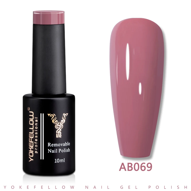 

YOKEFELLOW UV LED Gel Nail Polish Pink AB069 10ML Professional Semi-permanent Gel Varnishes for Nails