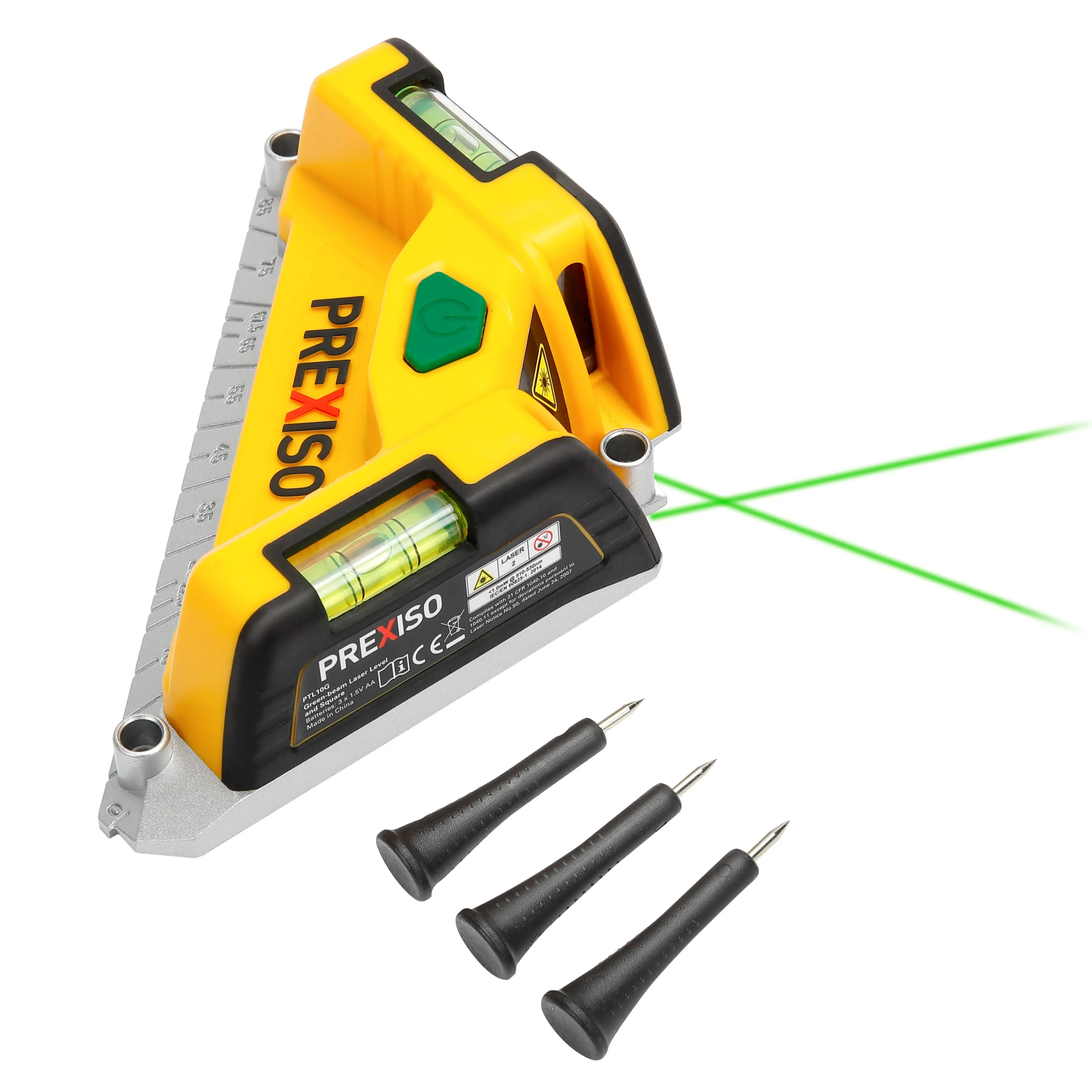 Prexso 正方形のレーザー測定ツール,10m/30フィート,90 ° レイアウト,垂直水平レーザー,プロジェクションメジャー
