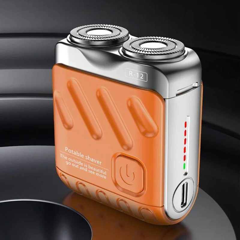 Mini Men Electric Shaver Dual Head Waterproof Type-C Rechargeable Shaver Travel Rotary Razor Portable Hair Beard Trimmer Tool