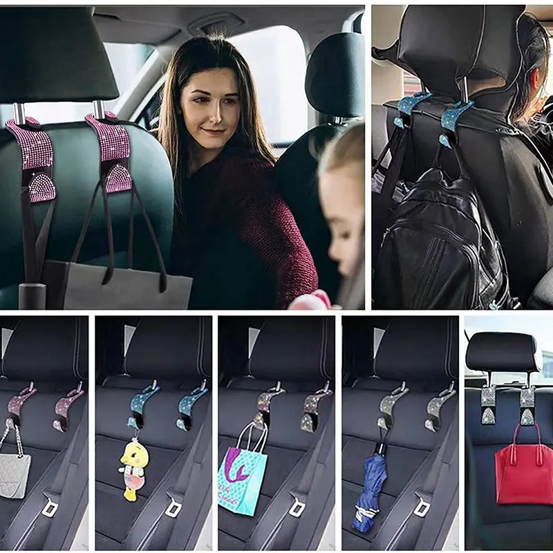 2 In 1 Car Headrest Hidden Hook 2 Pack Car Seat Hidden Hook with Phone  Holder Universal 360° Rotation Headrest Hooks for Purses, Bags,  Backpacks,Toys,Bottle Storage Organizer 