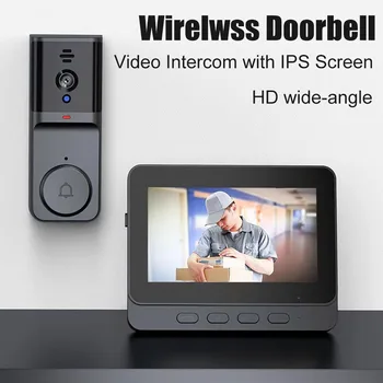Wireless Intercom Doorbell with Screen HD Video Smart Home Monitor Night Vision Two-Way Audio Security doorbell Visual camera 1