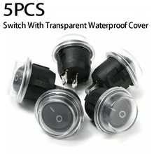 

5pcs On/Off SPST Round Rocker Switch Waterproof Cap For Car Boat Dash Dashboard Truck 10A 125V 6A 250V