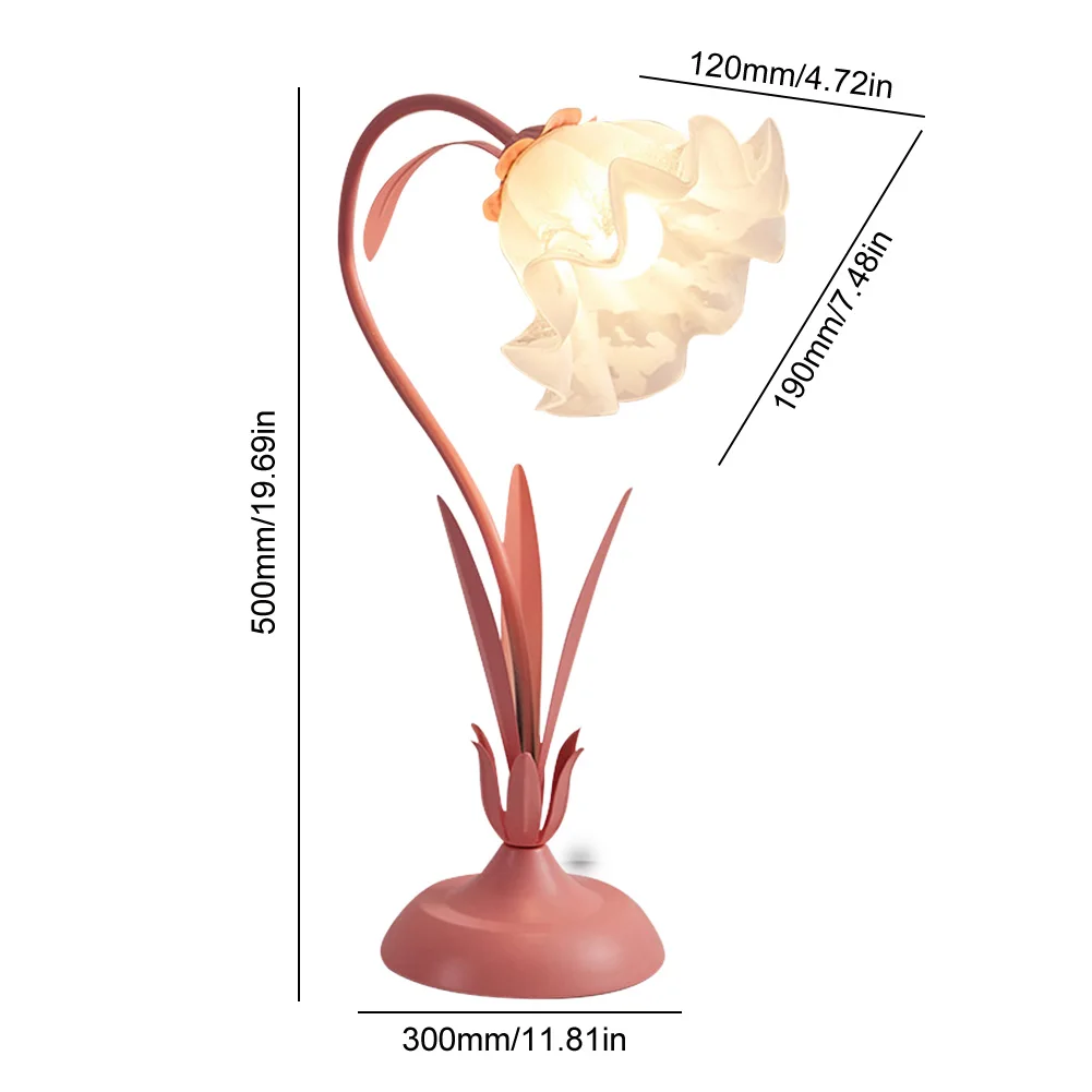 Retro Flower LED Desk Lamp Student Bedroom Room Reading Decor Lamp Eye Protection Atmosphere Sense Bedside Lamp Table Light E26 6