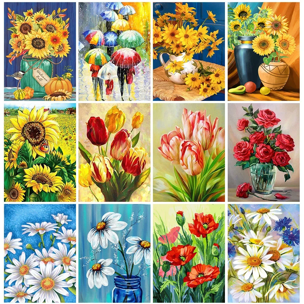 5D DIY Diamond Painting Set Floral Landscape Cross Diamond Embroidery Painting Full Round Mosaic Home Decor Gift