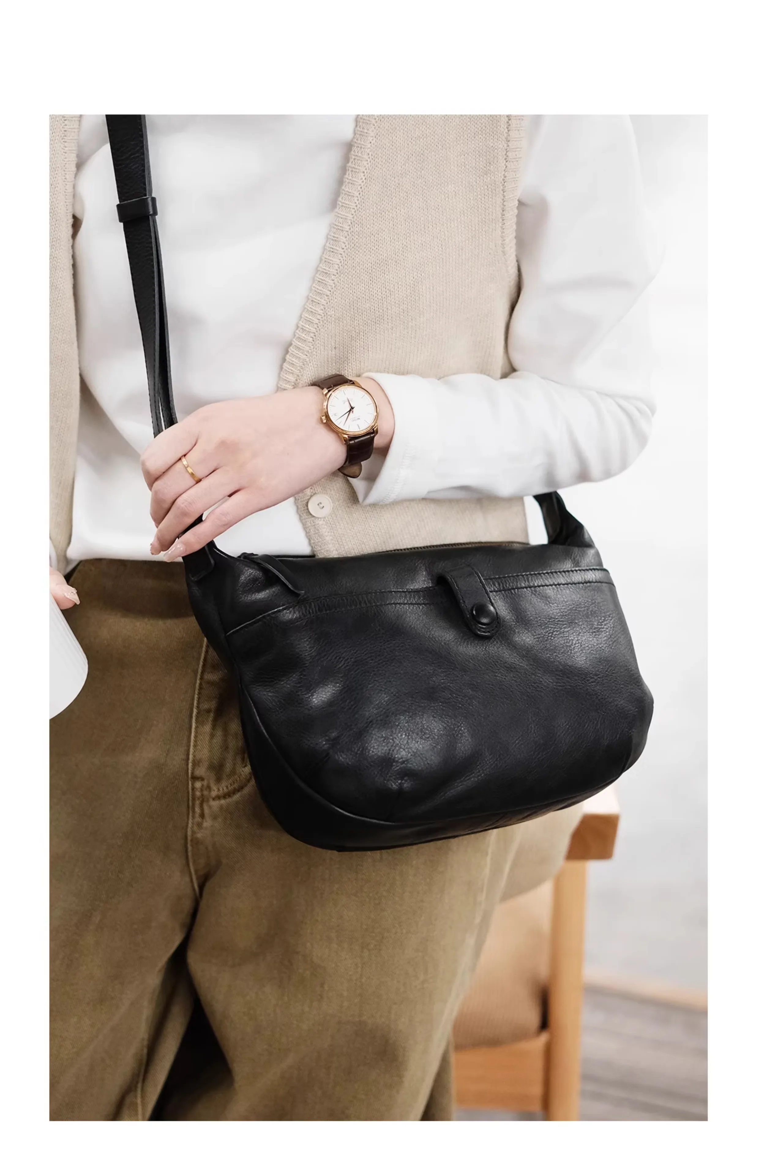 PNDME Lässige Designer-Umhängetasche aus pflanzlich gegerbtem Rindsleder für Damen, Alltags- und Party-Umhängetasche aus echtem Leder, Damen-Unterarmtasche – Detail 8