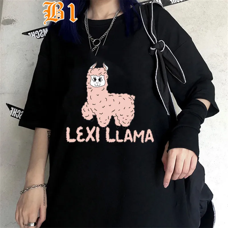 

2021 Llama Tshirts For Women Short Sleeve Aesthetic TShirt Printed Tops Graphic Tees Casual O Neck Female TShirt dropshipping