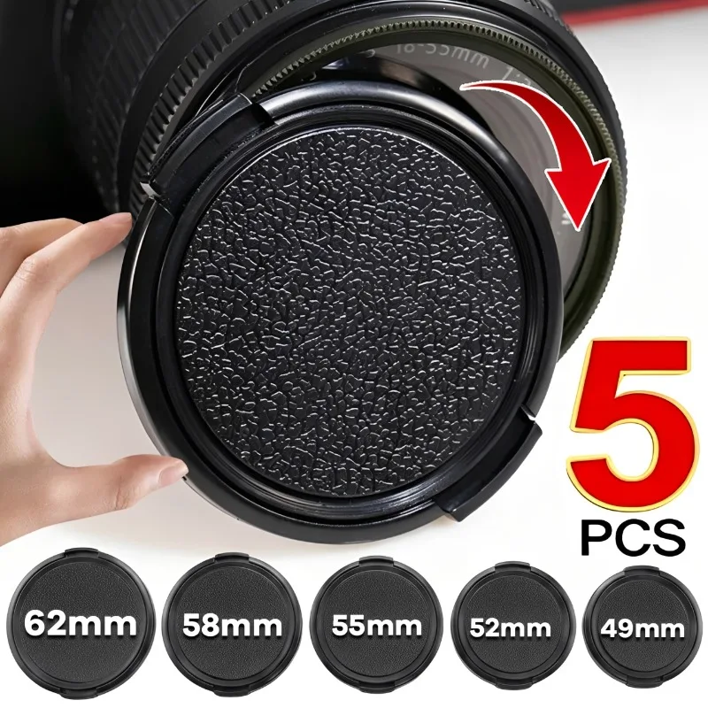49mm 52mm 55mm 58mm 62mm 캐논 니콘  후지 루믹스 DSLR 카메라 렌즈 커버용 스크래치 방지 범용 카메라 렌즈 캡 1/3/5PCS