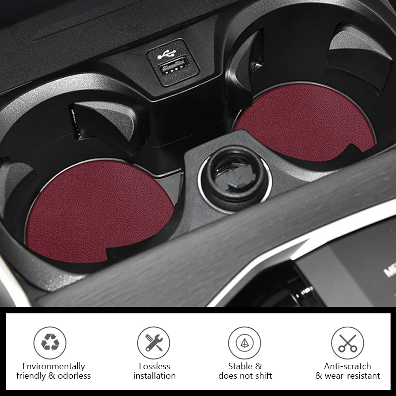 Waterproof Leatherette Car Coasters Non Slip Cup Holder Pads
