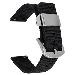Versatile Nylon Quick Release Sport Watch Band - Elastic Strap - 22mm (Black - silver)