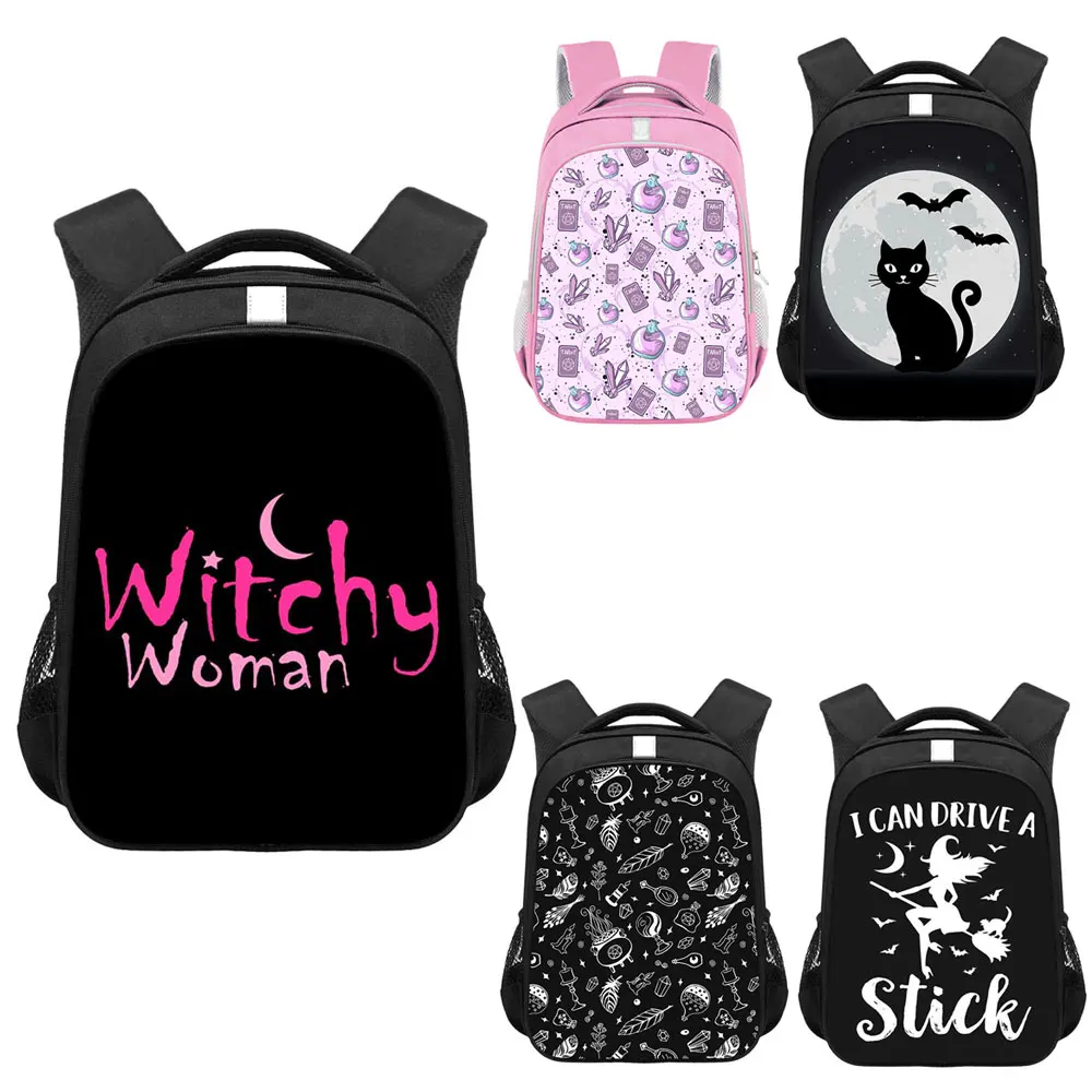 

Witch Witchcraft Backpack for Teenager Girl Children School Bag Magical Moon Cat Rucksack Gothic Daypack Laptop Backpack Bookbag