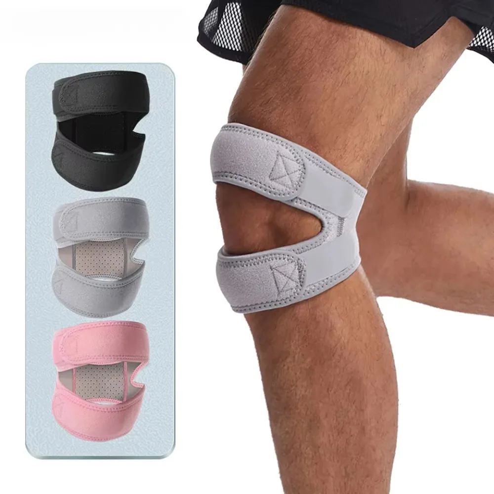 1/2Pcs Adjustable Sports Kneepad Double Patellar Knee Patella Tendon Support Strap Brace Pad ProtectorOpen Knee Wrap Strap Band