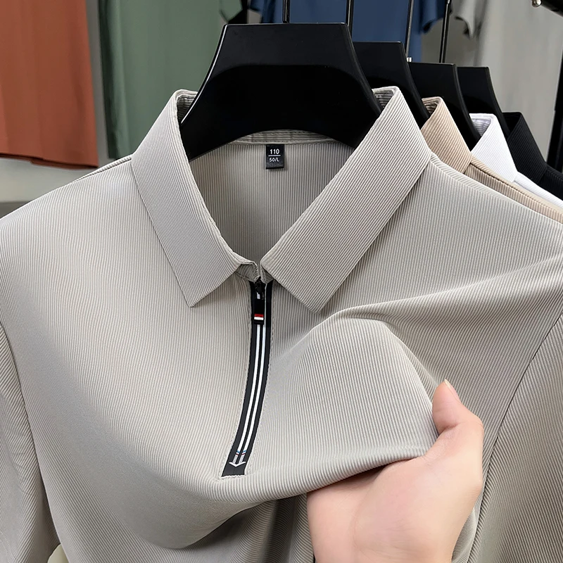 Men’s half zipper short sleeve polo shirt for warm weather