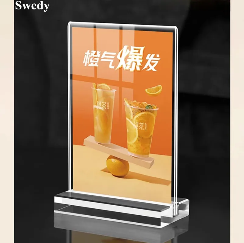 투명 아크릴 사인 거치대 디스플레이 스탠드, 사진 그림 포스터 프레임, 선물 레스토랑 메뉴 가격 목록, 종이 거치대, A6 100x150mm