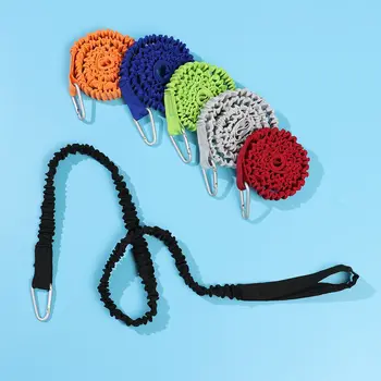 kayakAdjustable Elastic Kayak Canoe Paddle Leash Fishing Rod Leash Safety Rope Carabiner Rowing Boats Accessories