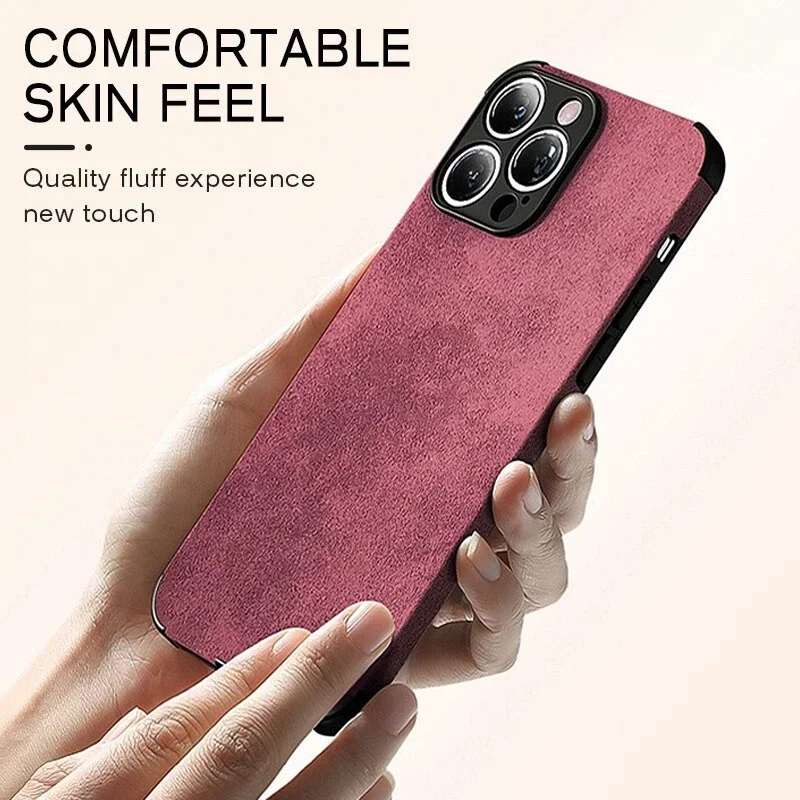 Luxury Matte Vintage Tumbled Leather Soft Phone Case - Suede Shockproof Back Cover