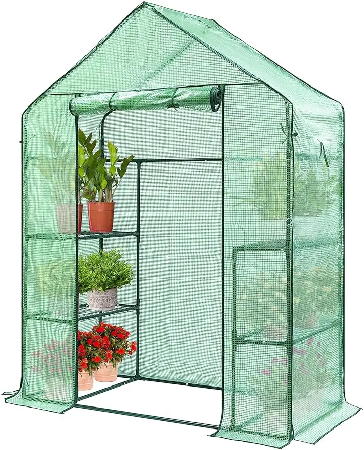 

VIVOSUN 57 x 29 x 77-Inch Mini Walk-in Greenhouse with Windows Shelves and Anchors Plant Garden Hot House