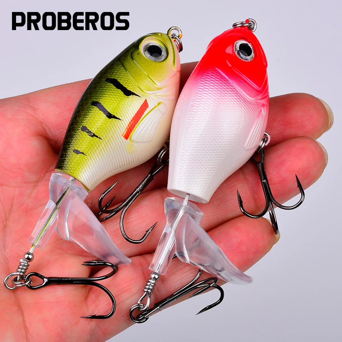 Whopper Popper Topwater Fishing Lure - Premium Artificial Hard Bait with Rotating Soft Tail