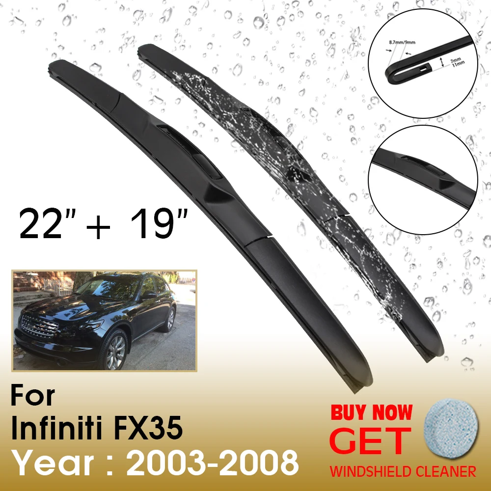 

Car Wiper Blade For Infiniti FX35 22"+19" 2003-2008 Front Window Washer Windscreen Windshield Wipers Blades Accessories