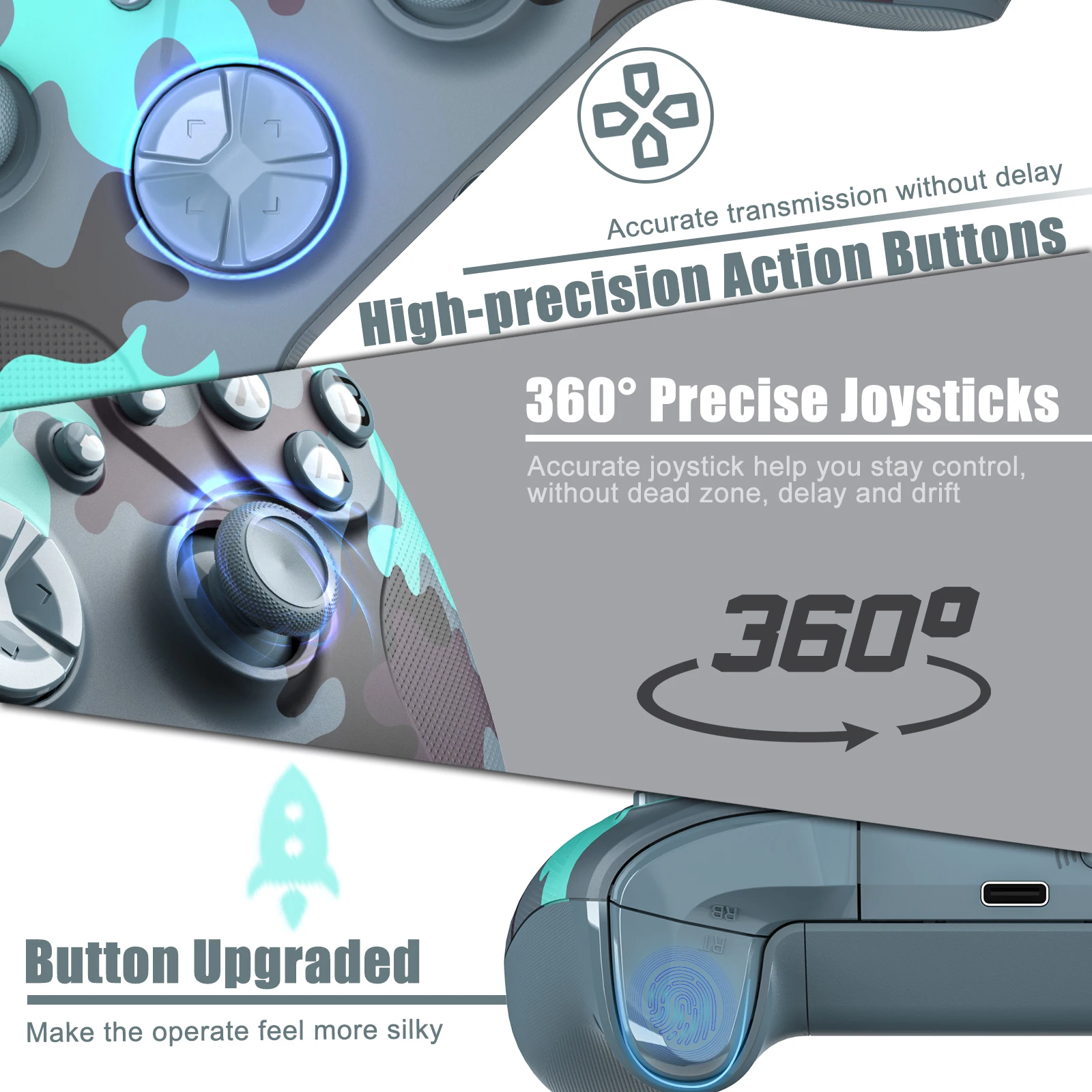 Manettes sans fil pour Switch / Switch Lite - 6 Axes Manette de Jeu Bluetooth / Double Moteur