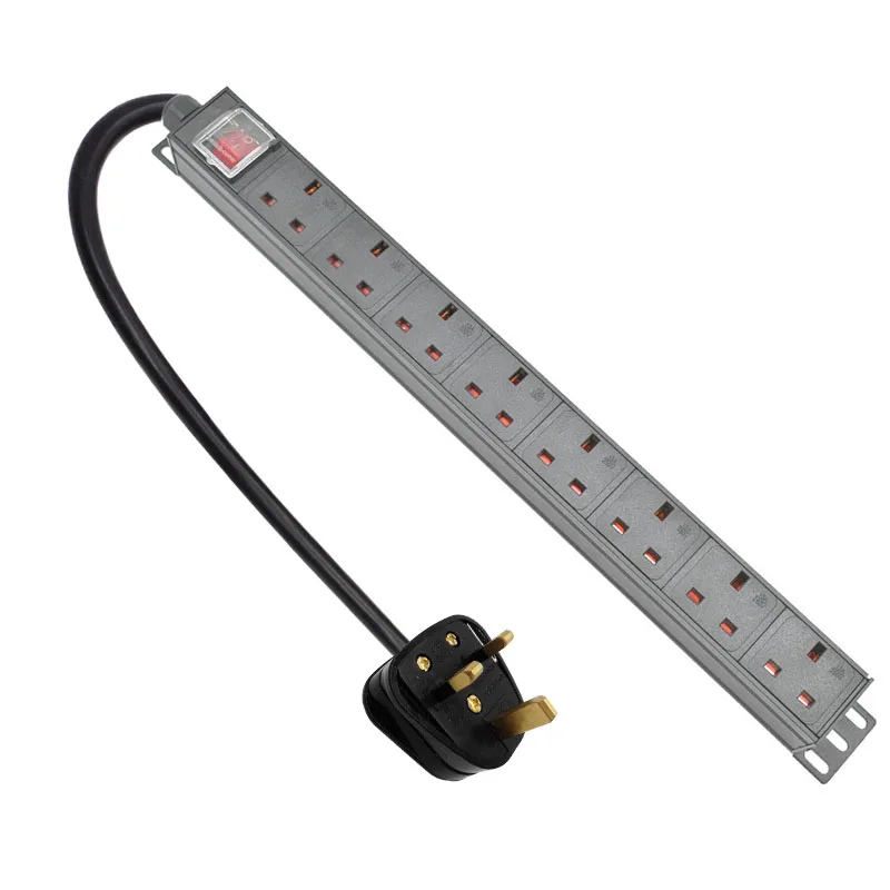 

PDU Cabinet Power Power Strip Network Cabinet Rack 8 Unit Outlet Socket 2m Extension Cord Aluminum alloy shell