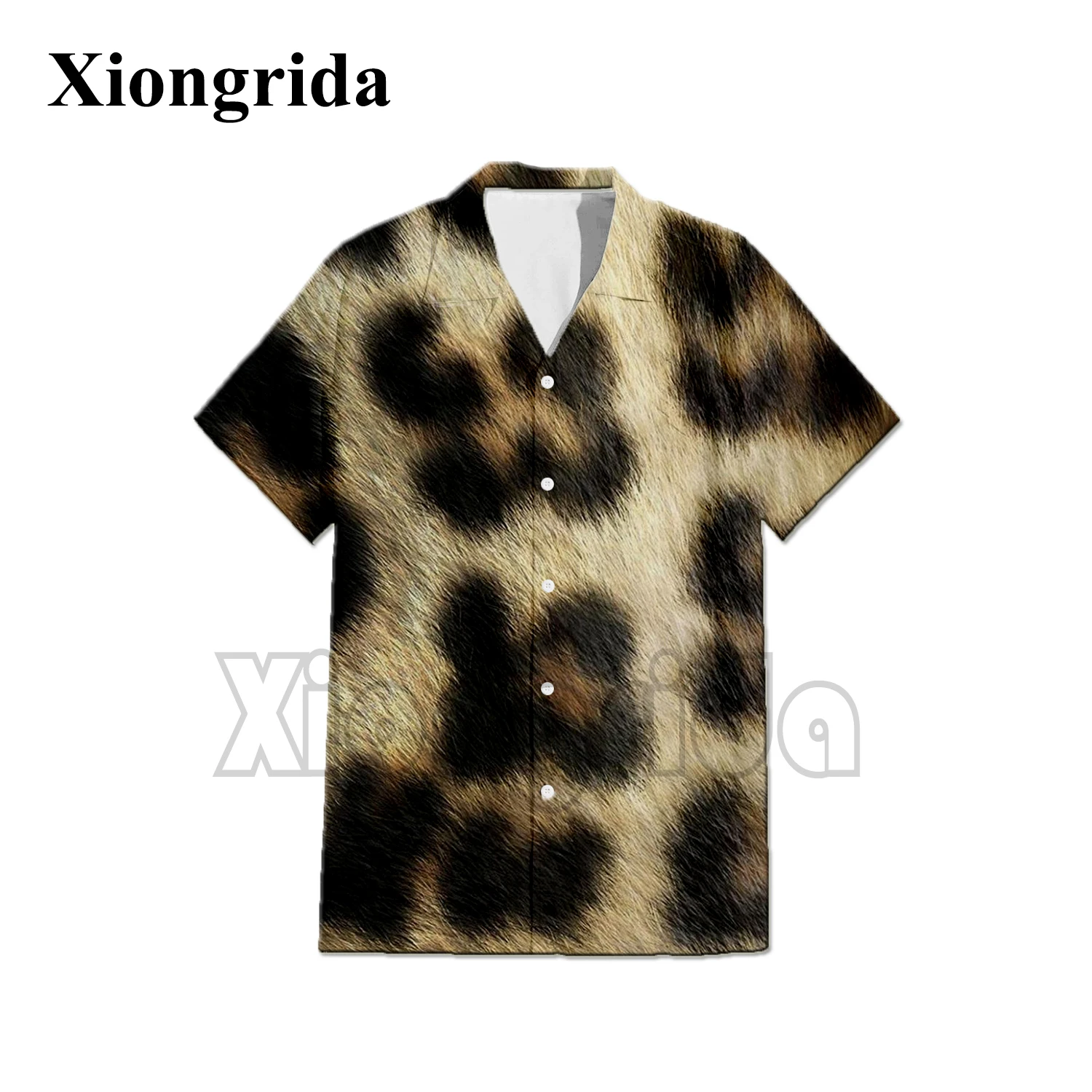 

Leopard Hawaii Mens Shirt Summer Short Sleeve Casual Shirt Beach Vacation Shirts Top Blouse Clothing