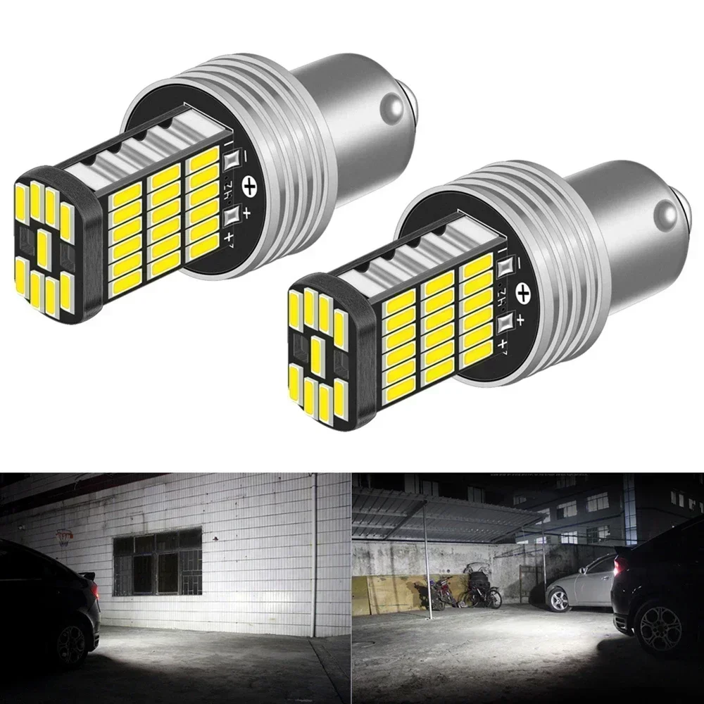 2 Pcs 12V Car LED Lights Turn Signal Reverse Brake P21W 1156 BA15S Waterproof 6500K Xenon Bulb Accessories