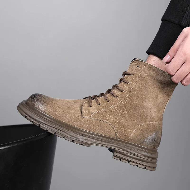 Stivali Da Cowboy Alla Moda Da Uomo In Stile Coreano Scarpe Invernali In Pelliccia Calda Botines In Pelle Naturale Hombre Caviglia Botas De Homens Cha