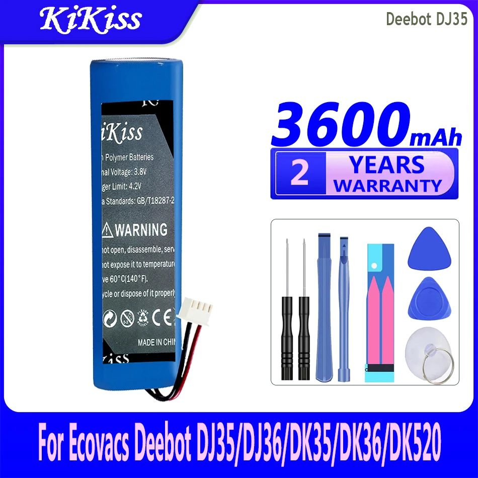 

3600mAh KiKiss Powerful Battery For Ecovacs Deebot DJ35 DJ36 DK35 DK36 DK520 DN520 DN55