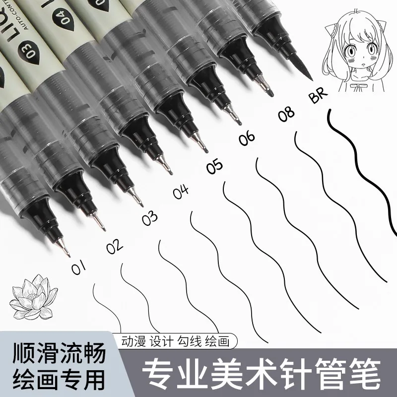 Professional 5/8pc Manga Art Marker Set Fine Line Sketch Pens for Drawing Illustration & Calligraphy Artist School Supplies Kit - 2