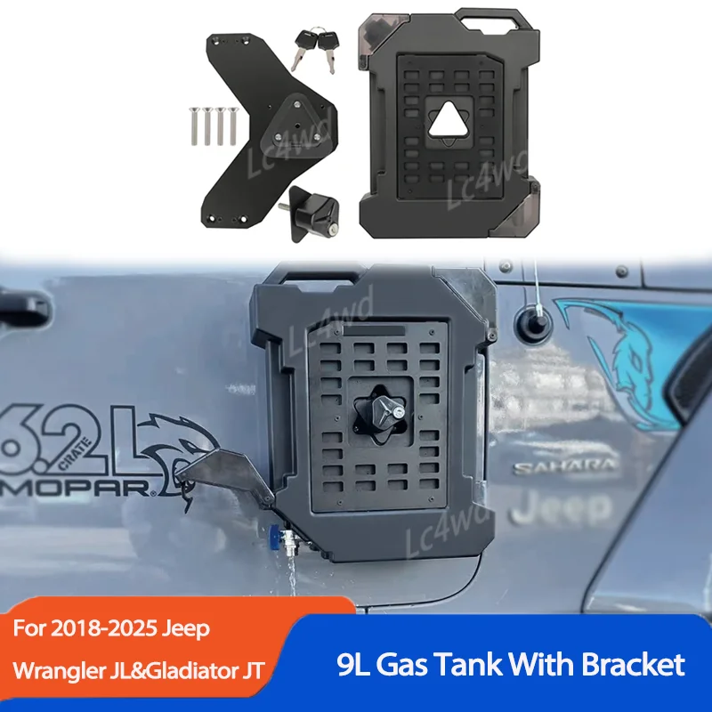 LC4WD 4x4 외부 액세서리 9L 차량용 물통, 랭글러 JK JL&글래디에이터 JT용 수도꼭지가 있는 예비 캠핑 물통 버킷
