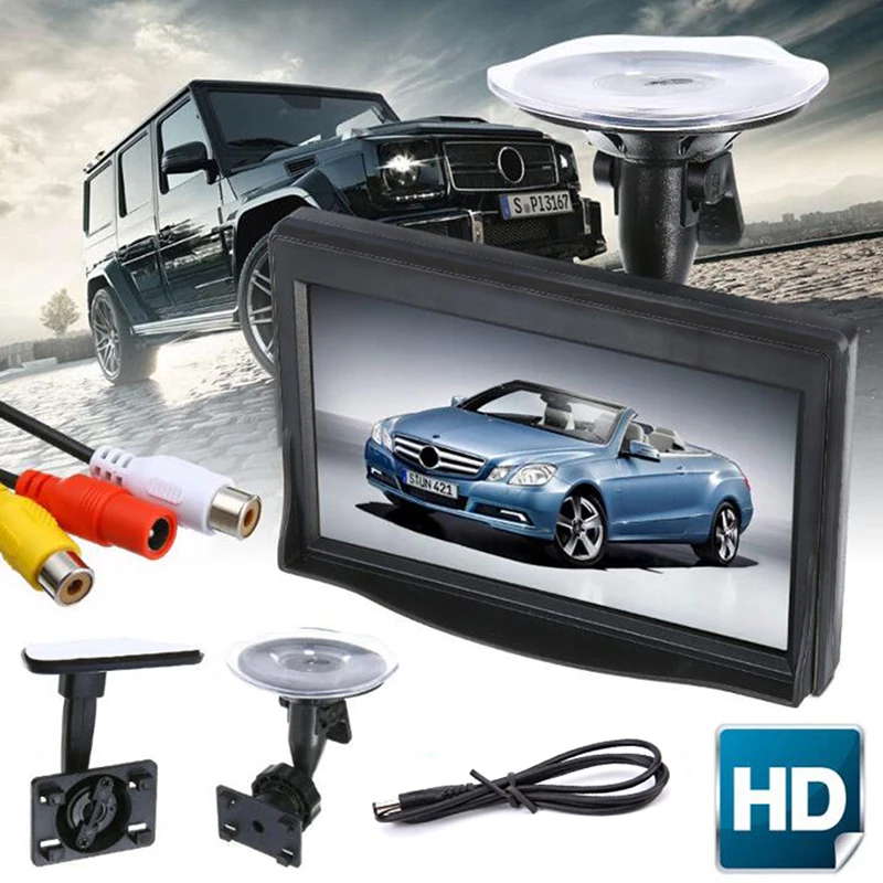 Monitor a ventosa a colori per auto LCD TFT da 5 pollici ad alta risoluzione telecamera di retromarcia Monitor di sicurezza per auto per telecamera di parcheggio di Backup inversa - Image 6