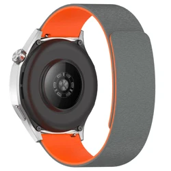 Universal Magnetic Silicone Strap - 18mm/20mm/22mm Adjustable Band - 22mm (Grey orange)