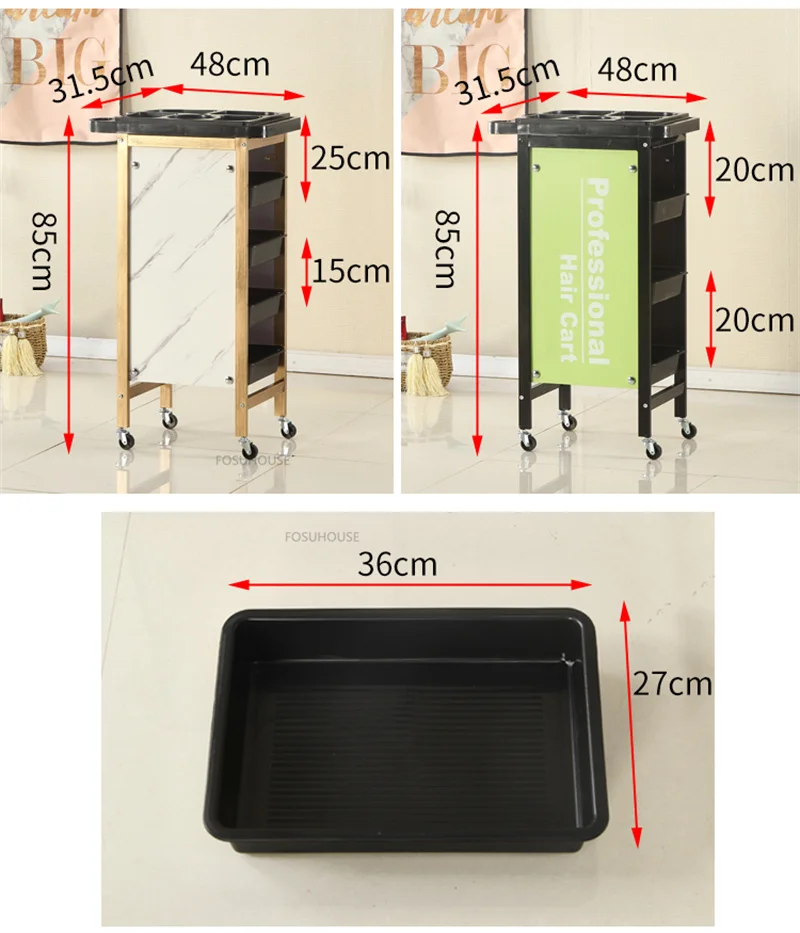 Description Picture 2 of itemVintage Salon Trolleys Beauty Salon Furniture Multi-layer Shelf Tool Cart Light Luxury Barber Shop Wrought Iron Trolley