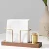 Vertical Tissue Dispenser with Toothpick Case, Metal Napkin Holder, Multi-use, Gold, Wooden, Home 1
