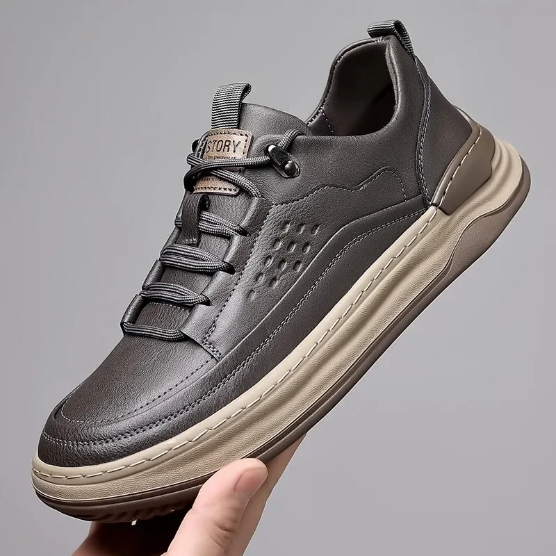New 2024 Genuine Leather Men Shoes Luxury Sneakers Male Soft Platform Shoes Autumn Winter Man Sport Shoe Footwear Mocassin Homme 2