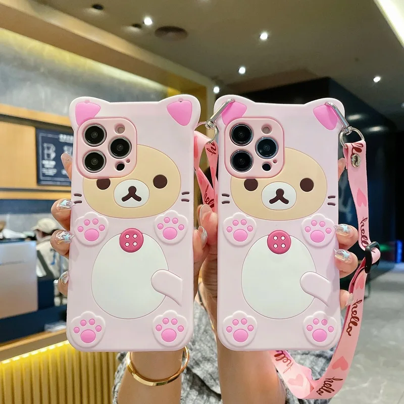 Charming Bear Crossbody Rope Phone Case Cover