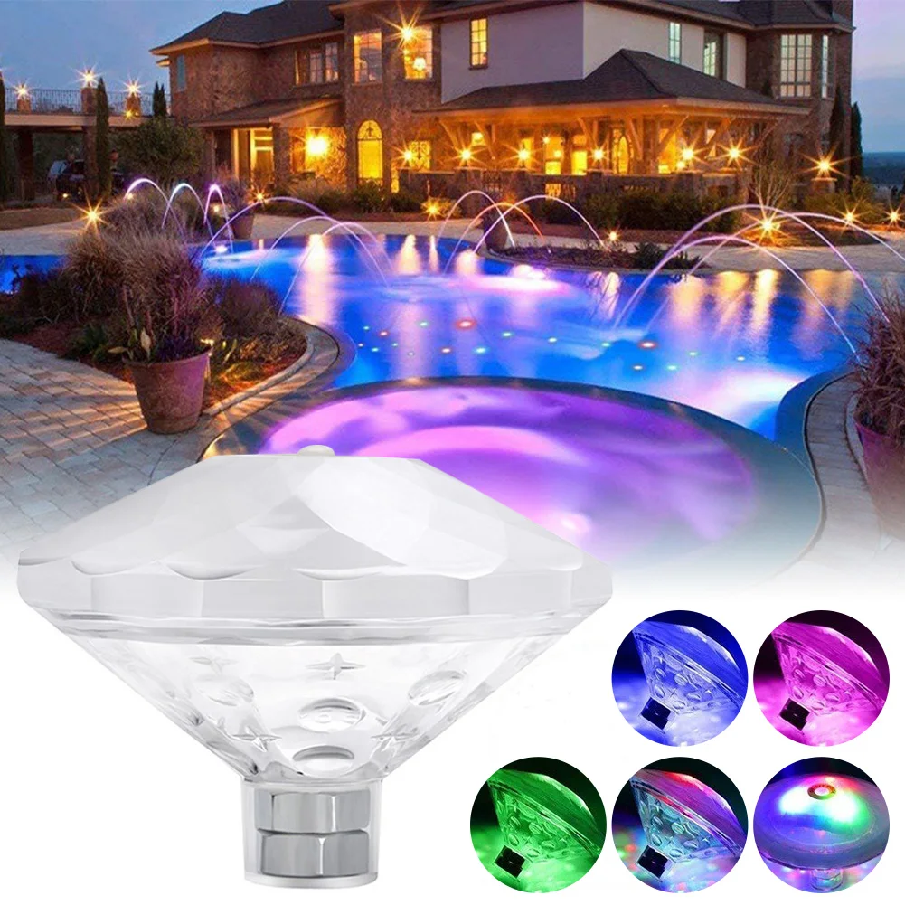 

RGB Color Changing Floating Pool Light Waterproof 8 Mode Diamond Pool LED Lights Outdoor Pool Pond Garden Fountains Aquariums