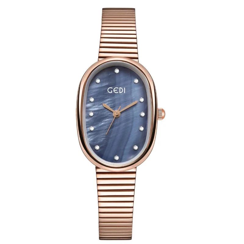 Women Fashion Watch Luxury Exquisite Waterproof Lady Quartz Watch Oval Beige Face Alloy Bands Business Clock Relojes Para Mujer