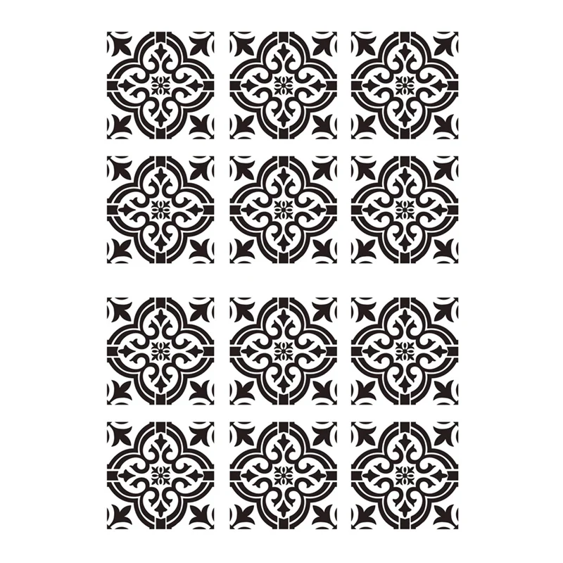 Modelo de Estêncis Padrão de Flor Vintage 30x30cm Pintura Faça Você Mesmo Telha Parede Piso Móveis Decorativos 12 Pcs