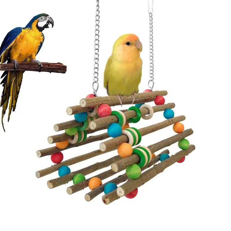 

Parrot Chew Swing Toy 1PCS durable reliable wooden swing toy Convenient Bite resistant Bird Chewing Toy for Sparrows Lovebirds