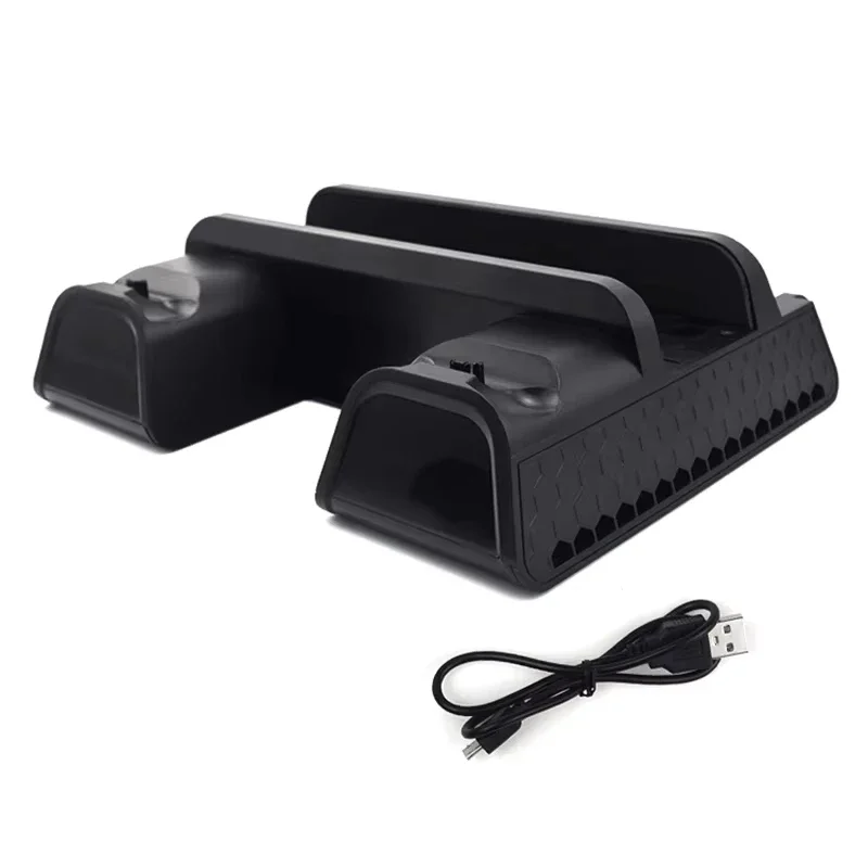 데이터 프로그 PS4/PS4 슬림/PS4 프로 수직 스탠드 (냉각 팬 및 듀얼 컨트롤러 충전 독 포함)