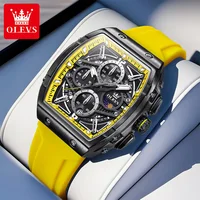 OLEVS 2975 Quartz Fashion Watch Classic Shell Gift Barrel-dial Silicone Watchband Wristwatch HD Luminous Calendar Small Second