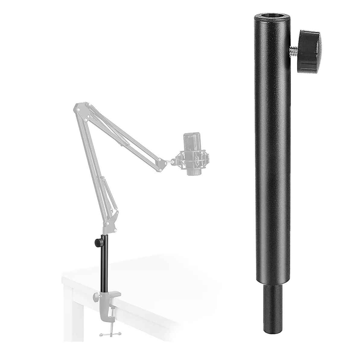ABGQ Microphone Boom Arm Extension Tube Mic Stand Extension Riser For Microphone Suspension Boom Scissor Arm Stand Holder