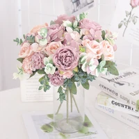 Artificial Flowers Silk Peony Hydrangea For Living Room Home Decoration Wedding Bride Bouquet Rose Fake Plants Table Accessories 4