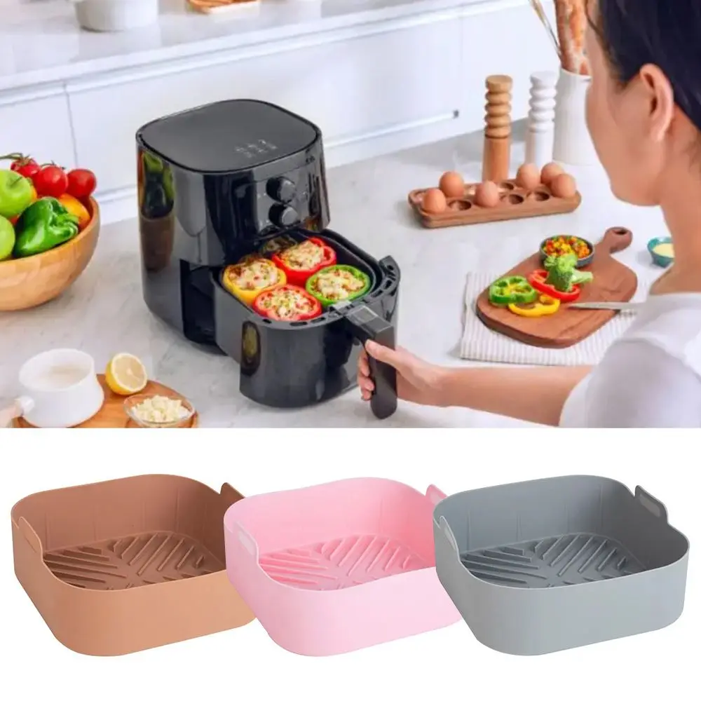 

Grill Pot Tray Reusable Cooking AirFryer Accessories For Air Fryer Square Silicone Pot Replacement Liners Baking Basket