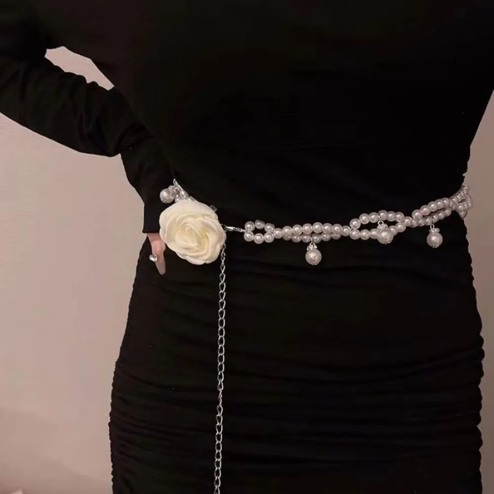 Trendy Temperament Elegant Pearl Waist Chains Waist Accessory Girls Dress Strap Pearl Belt Versatile Body Jewelry Women Gift