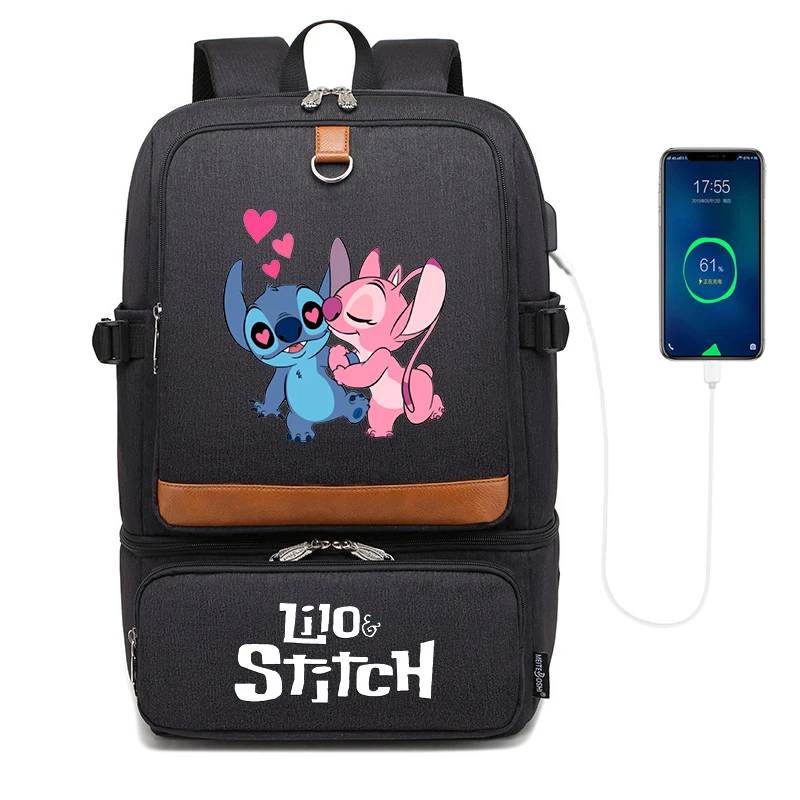 

Disney Lilo Stitch Laptop Backpack Compartment USB Waterproof Backpacks Cooler Bags Outdoor Hiking Thermal Insulated lunch Bag