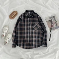 MEXZT Vintage Oversized Plaid Shirts Women Streetwear Long Sleeve Blouses Harajuku Korean Pocket Loose Casual All Match Tops New - Image 4