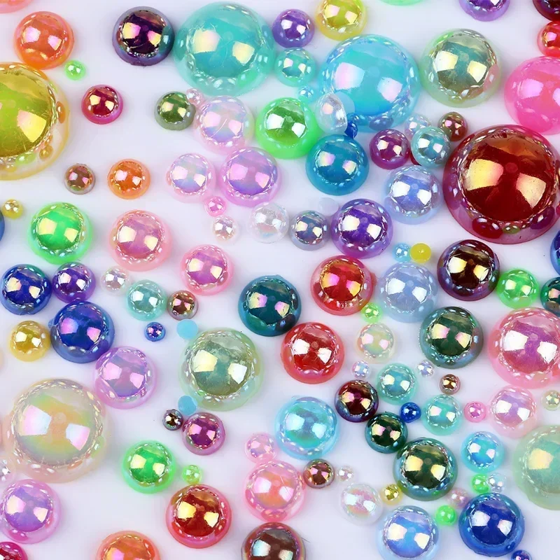 ABS beads imitation pearl beads 3-10mm 240pcs macaroon AB color half round flatback for DIY nail decor jewelry making