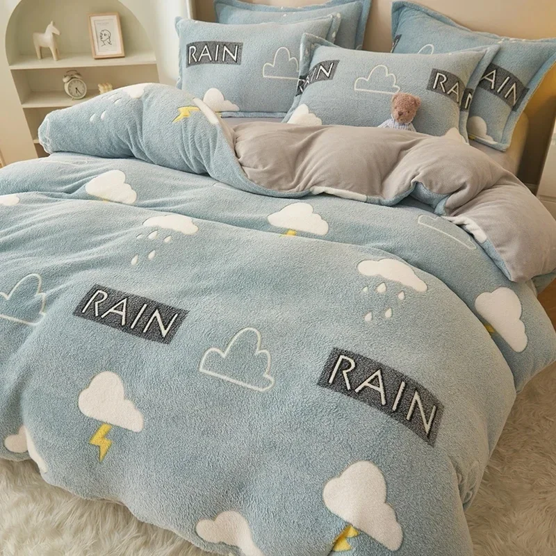 

Flannel Winter Duvet Cover Keep Warm Quilt Covers Double Milk Velvet Blanket Cover Twin Queen King Comforter Cover Full Size 220